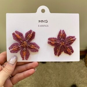 Mango Purple Floral Earrings